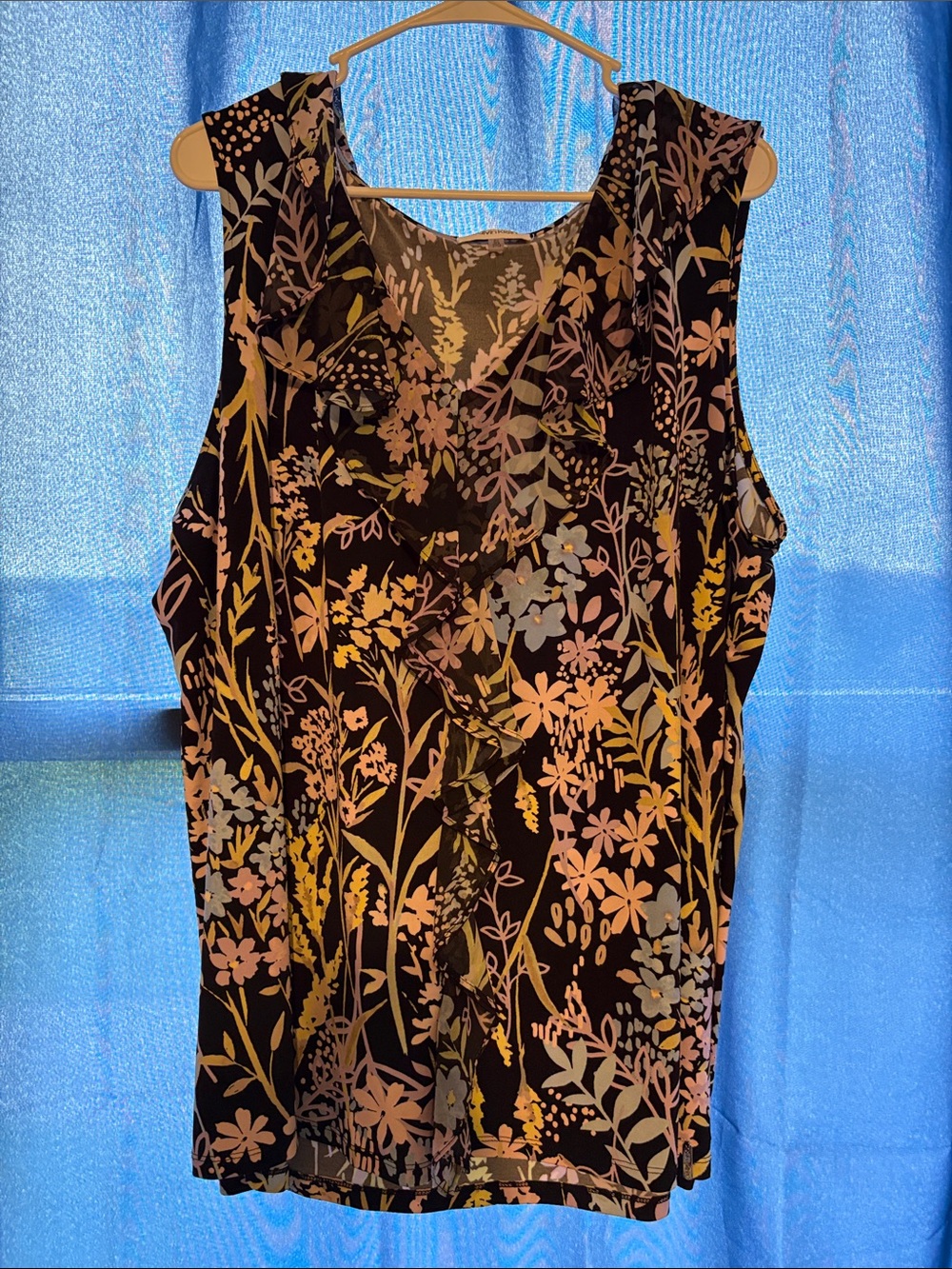 Calvin Klein Black Floral V-Neck Sleeveless Camisole